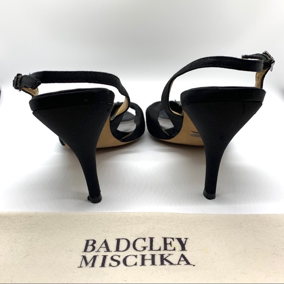 Black Satin Ankle Strap Sexy Heels Size 7.5 - Picture 4 of 7